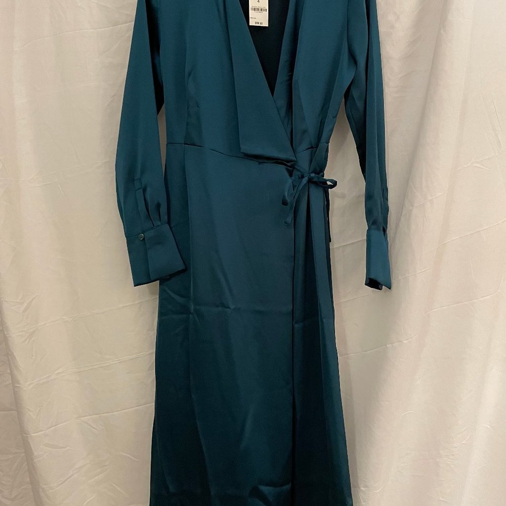 ALFANI  Womens New DarkGreen V Neck Long Sleeve Wrap Dress